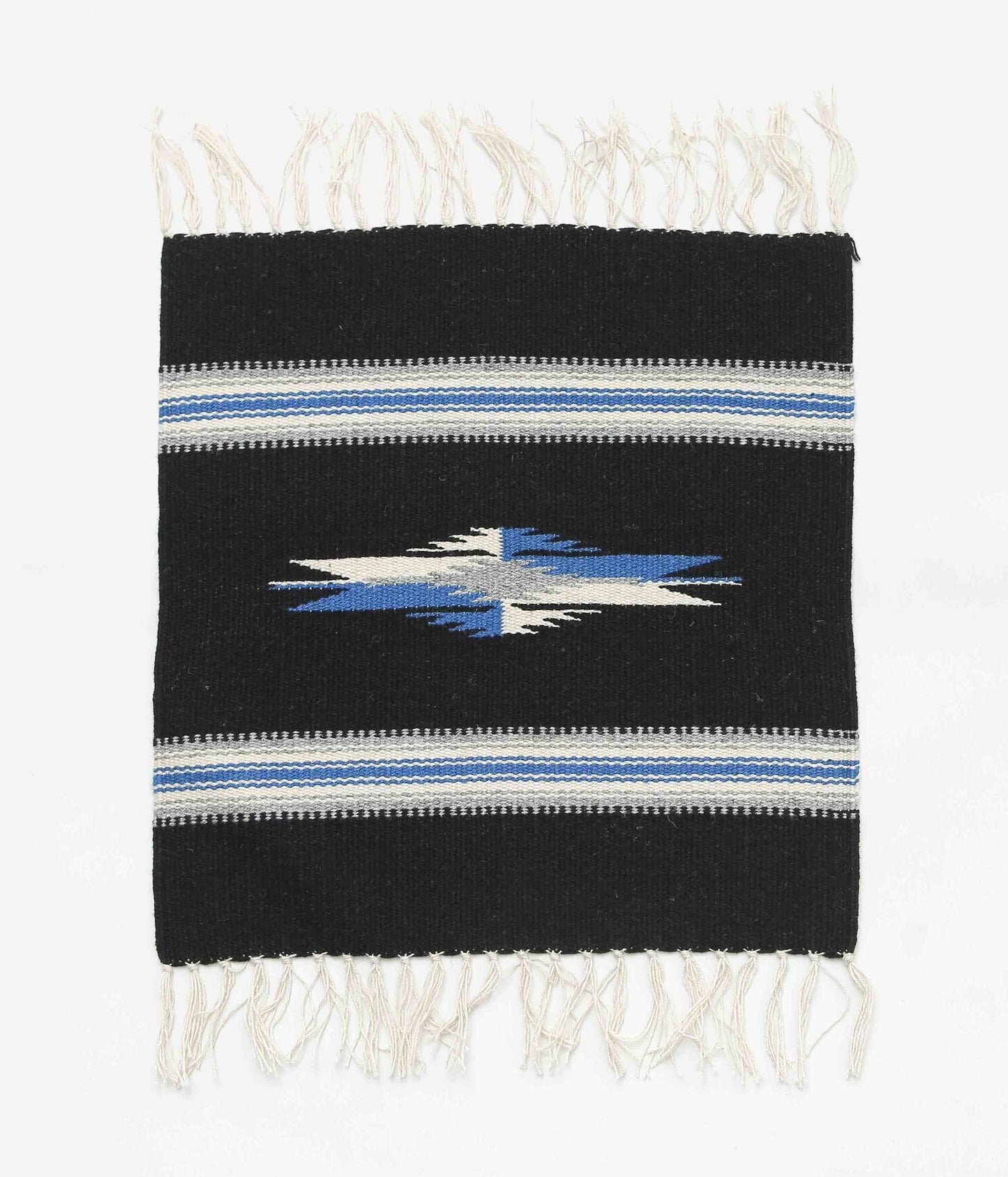 ORTEGA'S ''CHIMAYO RUG SQUARE 40×38cm'' (BLACK×BLUE×NATURAL)