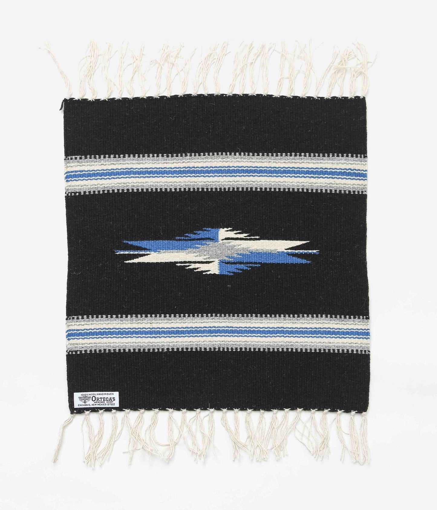 ORTEGA'S ''CHIMAYO RUG SQUARE 40×38cm'' (BLACK×BLUE×NATURAL)