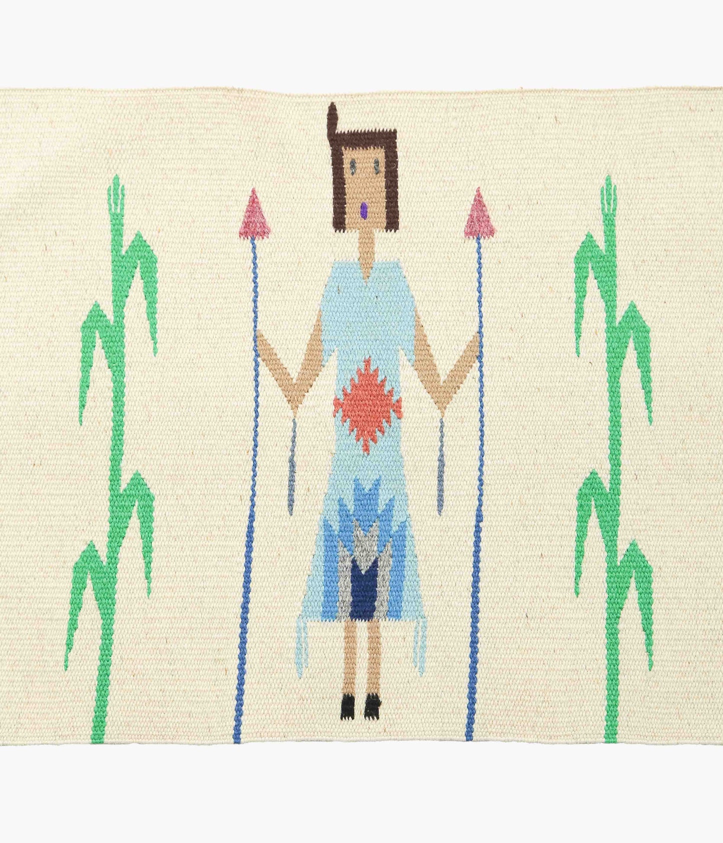 ORTEGA'S ''CHIMAYO "YEI" RUG 46×38cm'' (NATURAL×LIGHT BLUE)