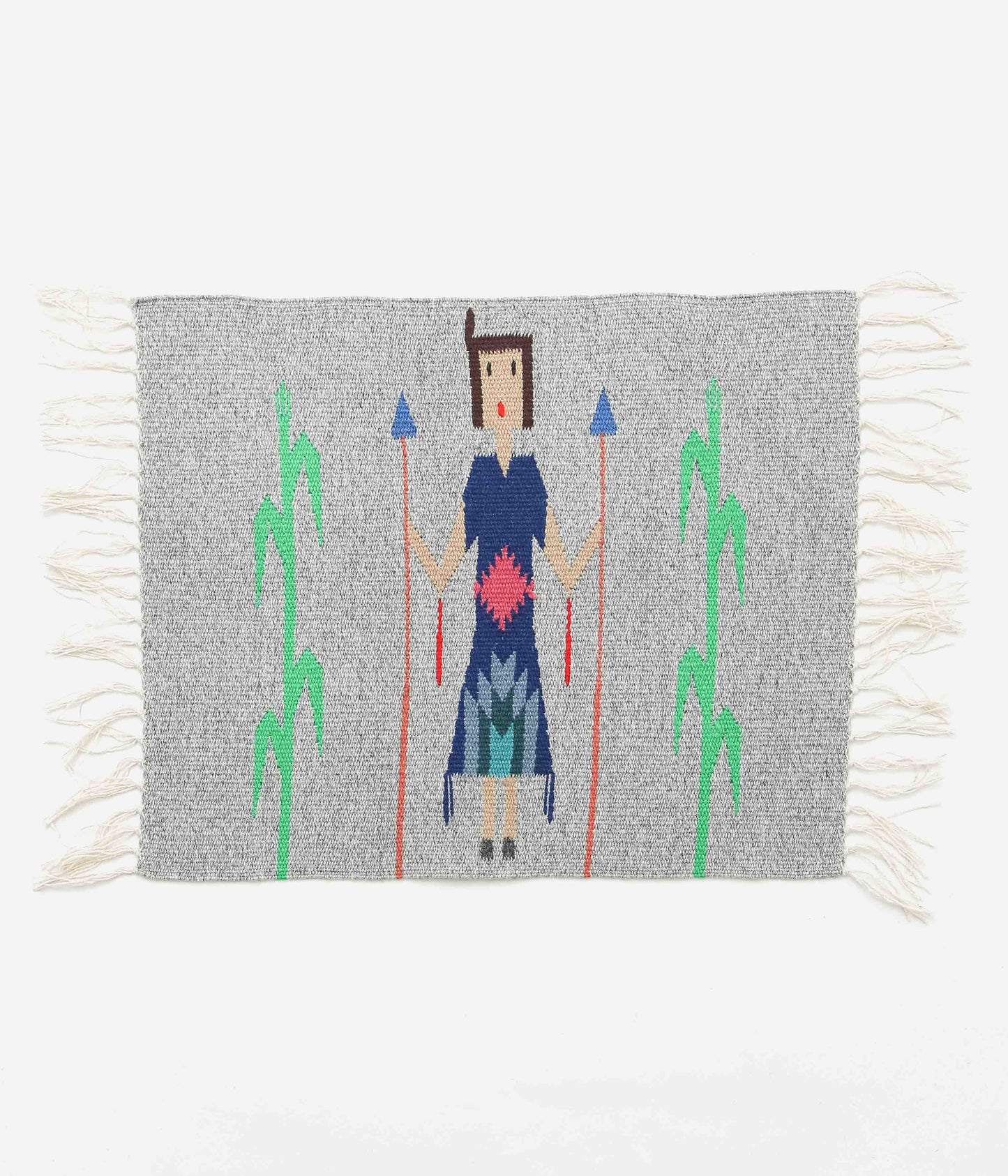 ORTEGA'S ''CHIMAYO "YEI" RUG 46×38cm'' (GRAY×BLUE)