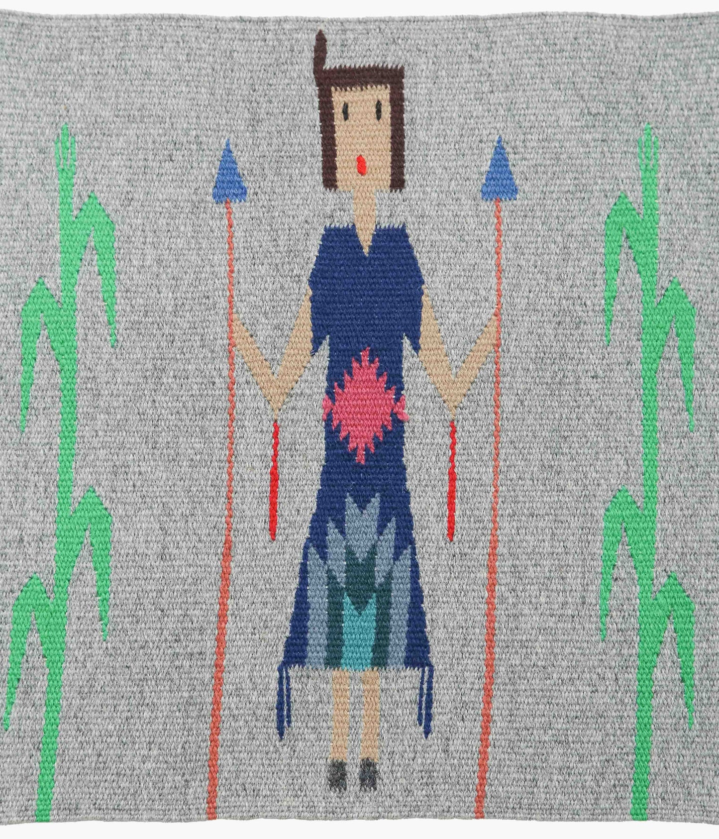 ORTEGA'S ''CHIMAYO "YEI" RUG 46×38cm'' (GRAY×BLUE)