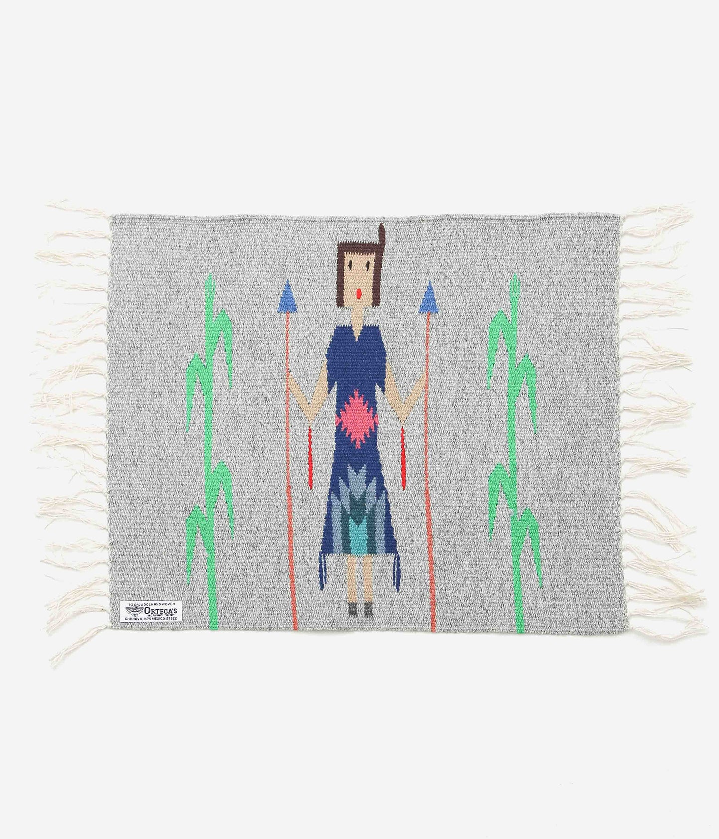ORTEGA'S ''CHIMAYO "YEI" RUG 46×38cm'' (GRAY×BLUE)