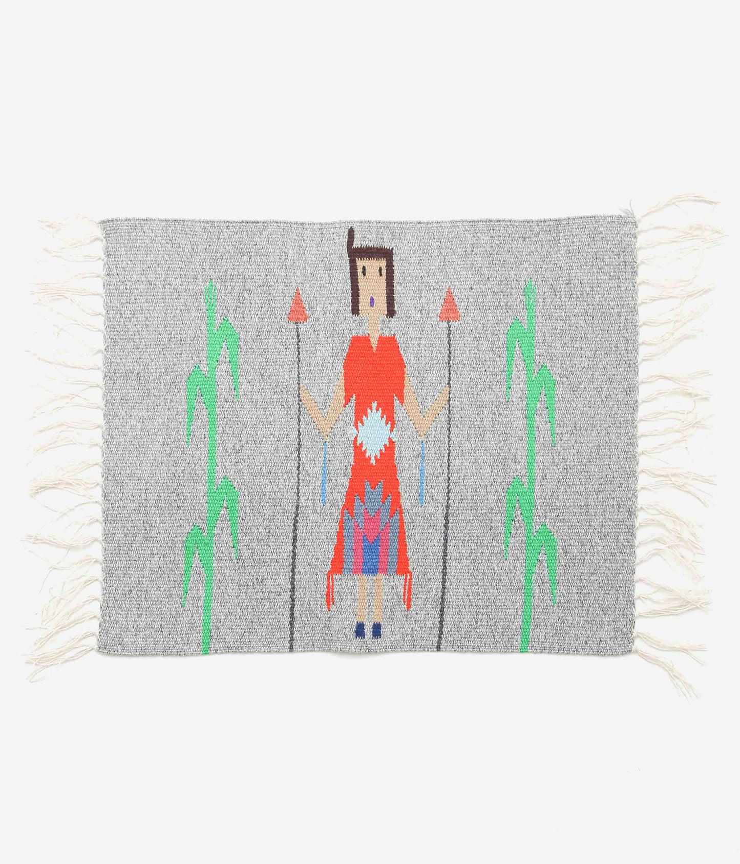 ORTEGA'S ''CHIMAYO "YEI" RUG 46×38cm'' (GRAY×RED)