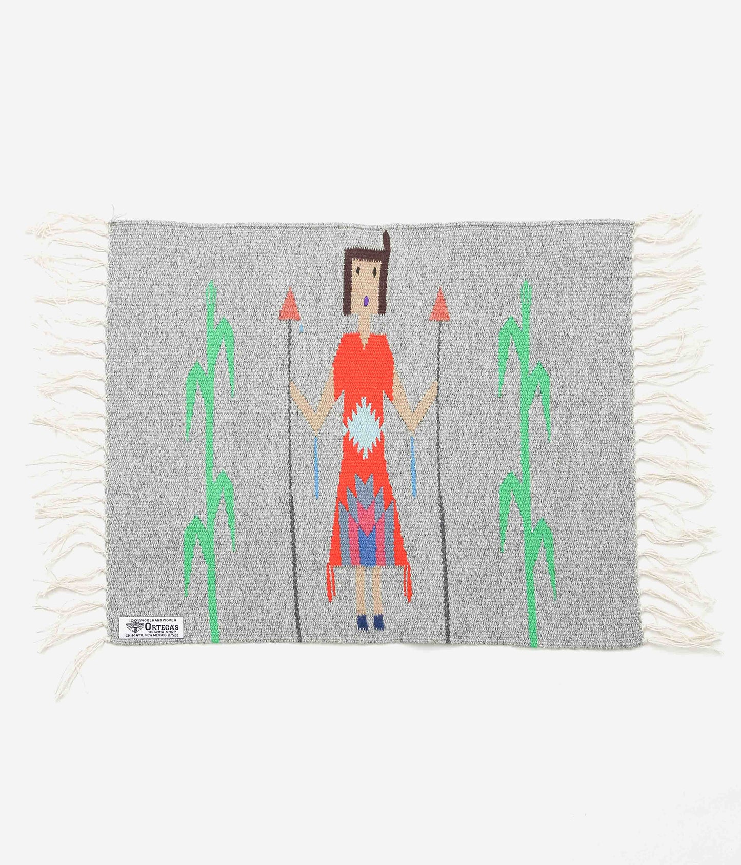ORTEGA'S ''CHIMAYO "YEI" RUG 46×38cm'' (GRAY×RED)