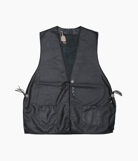 PAM DIETRICH ''DEERSKIN OPEN SIDES VEST'' (NZ BALACK)