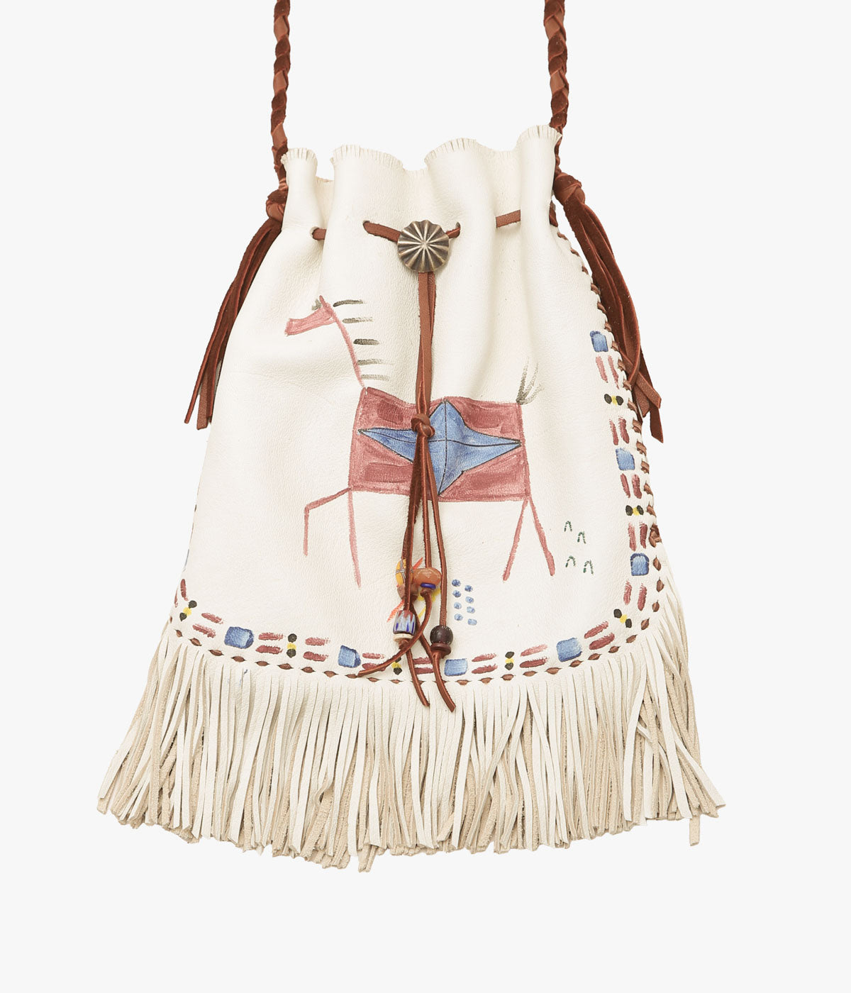 PAM DIETRICH ''DRAWSTRING BAG THUNDERHORSE PAINT'' (CREAM)