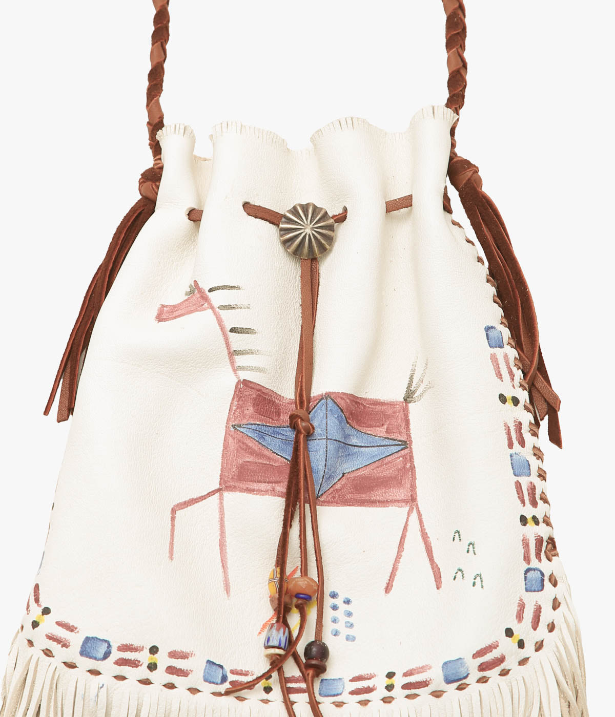 PAM DIETRICH ''DRAWSTRING BAG THUNDERHORSE PAINT'' (CREAM)