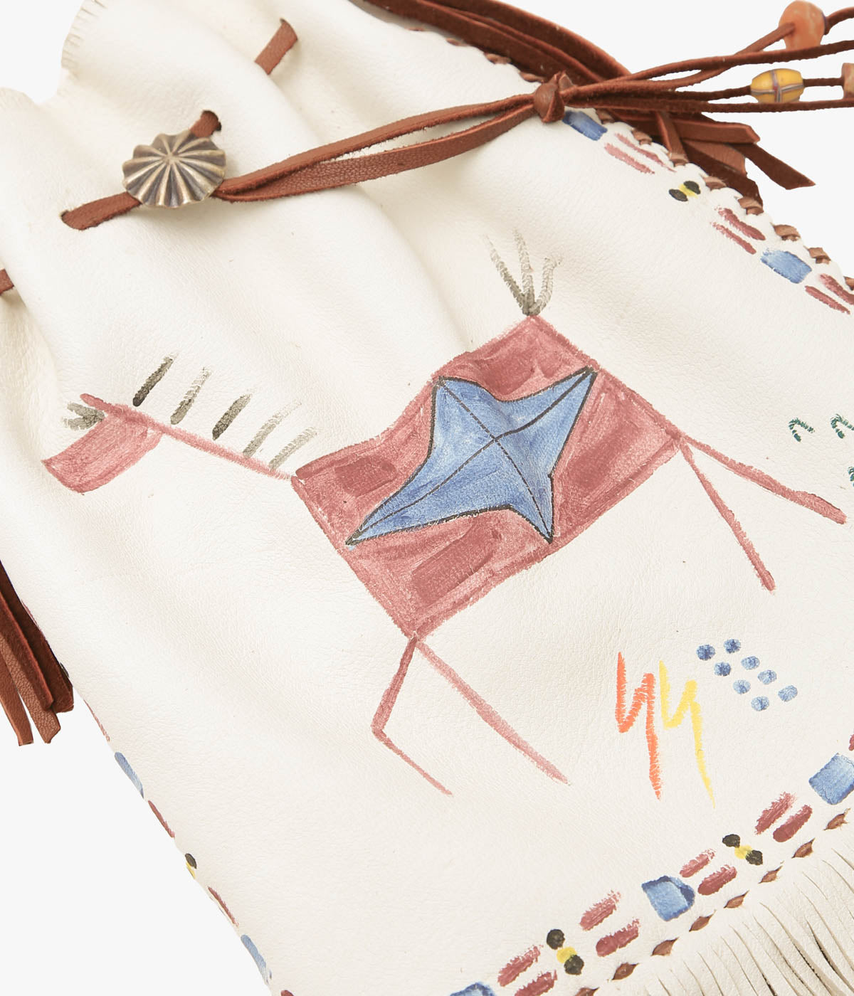 PAM DIETRICH ''DRAWSTRING BAG THUNDERHORSE PAINT'' (CREAM)