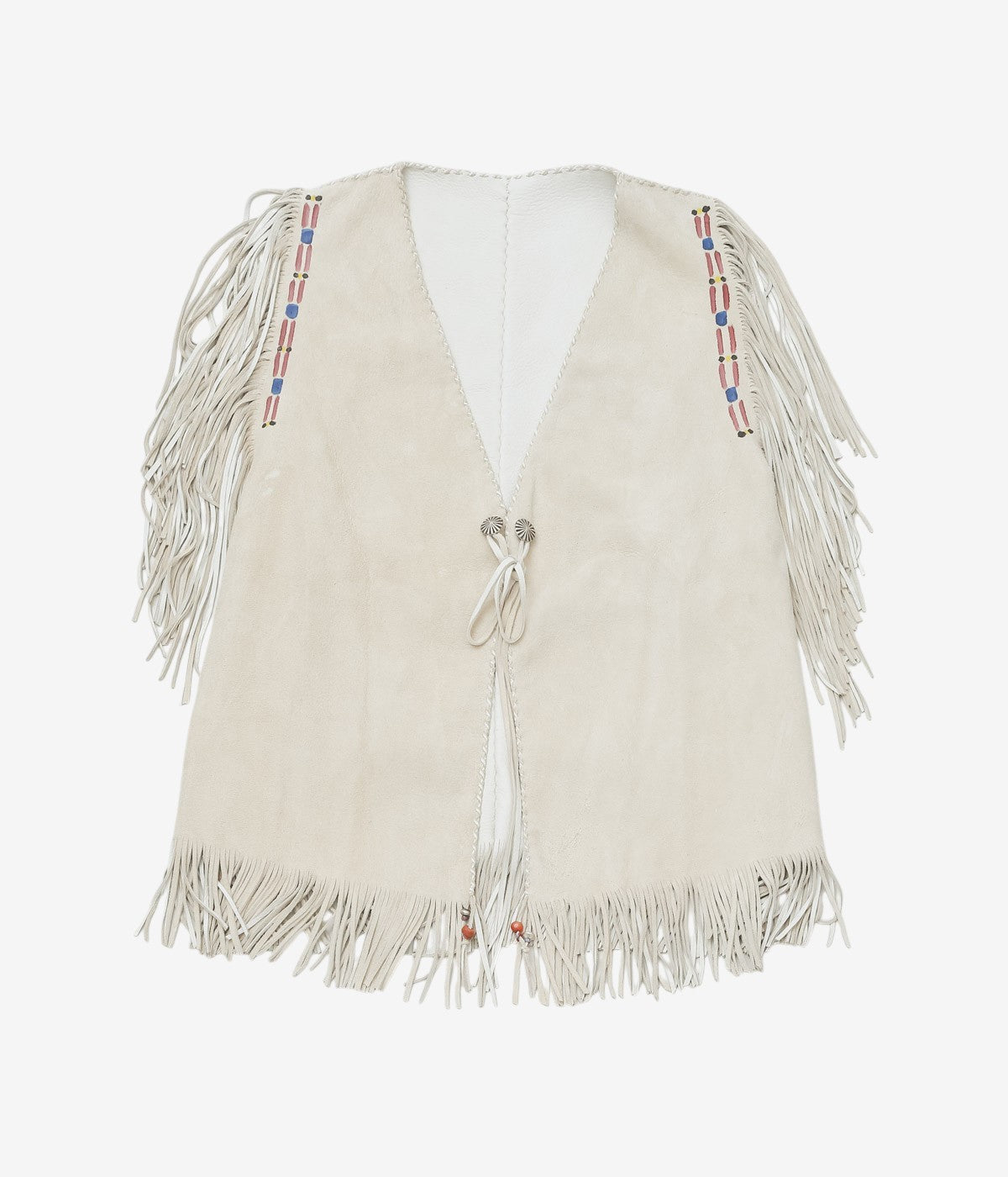 PAM DIETRICH 'FRINGE DEERSKIN VEST PAINT' (CREAM SUEDE)