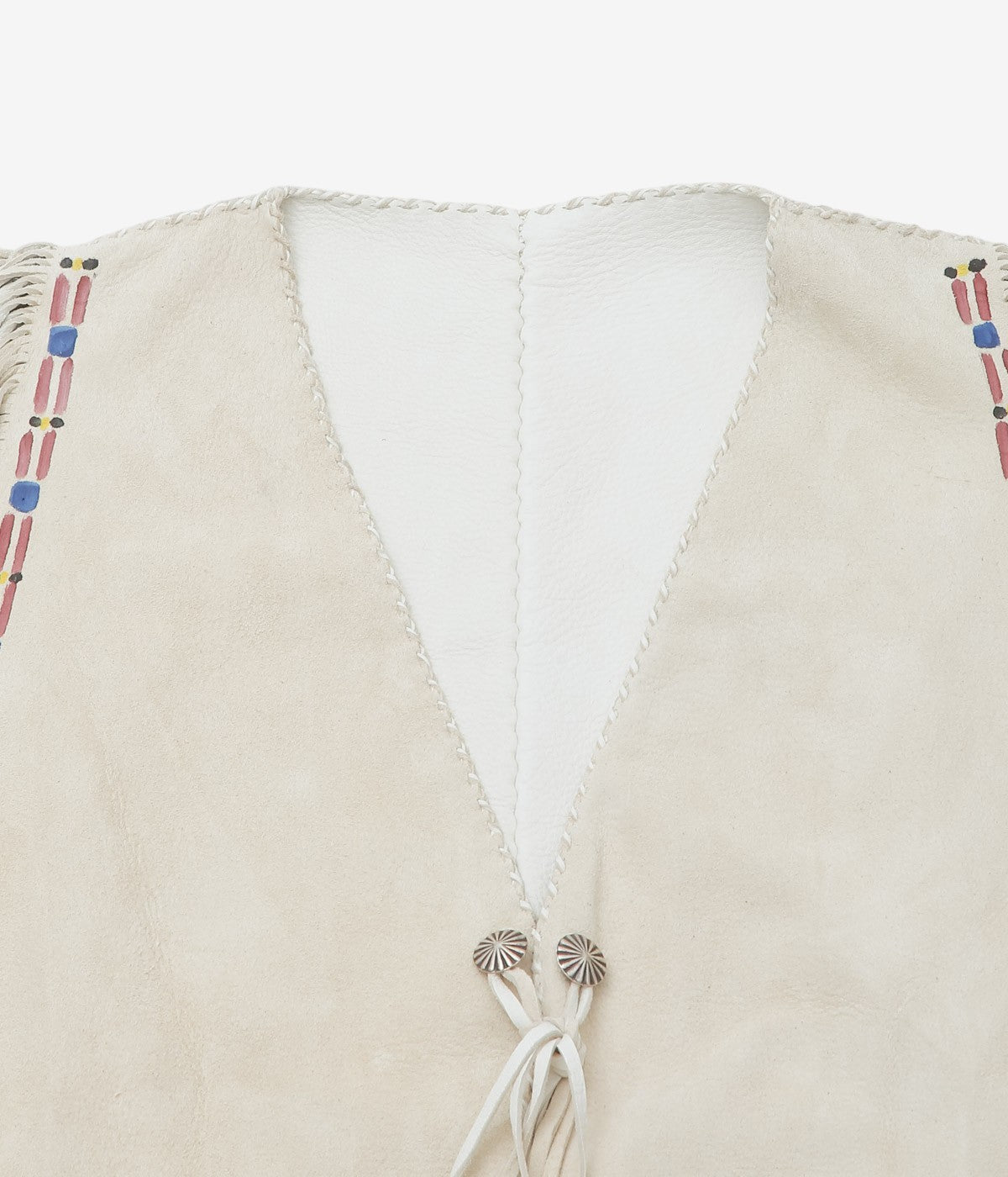 PAM DIETRICH 'FRINGE DEERSKIN VEST PAINT' (CREAM SUEDE)
