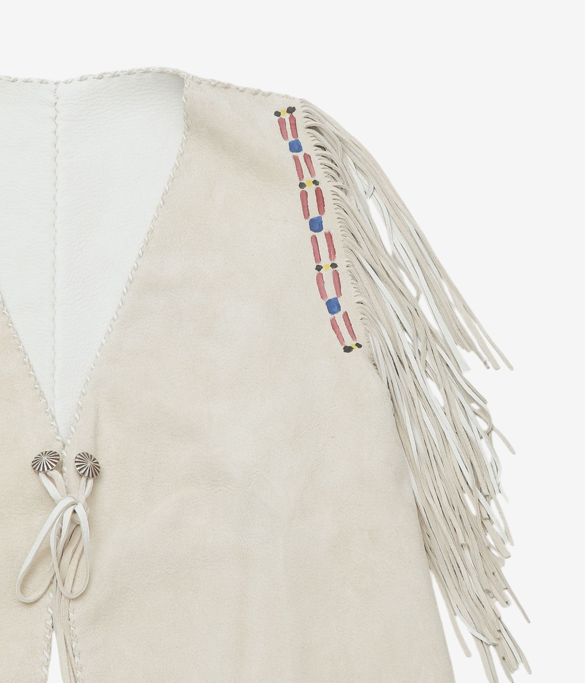 PAM DIETRICH 'FRINGE DEERSKIN VEST PAINT' (CREAM SUEDE)