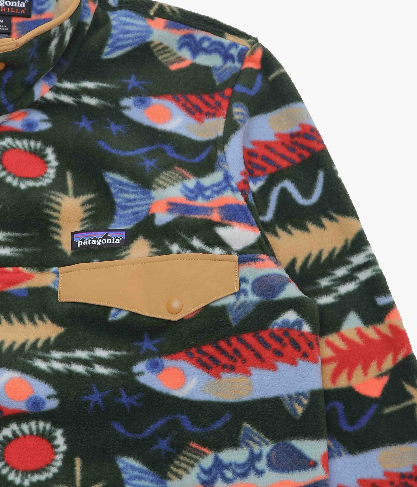 PATAGONIA ''M'S LW SYNCH SNAP-T P/O'' (SALMON ENERGY/OLD GROWTH GREEN)