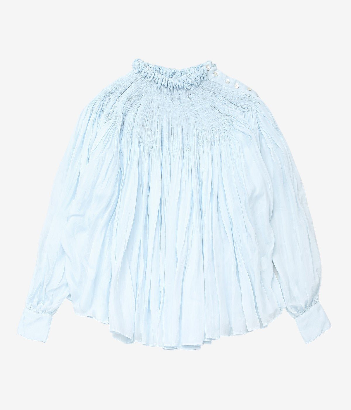 PAU THONGVIRD "DIYA Hand-Smocked Shirt" (BLUE)