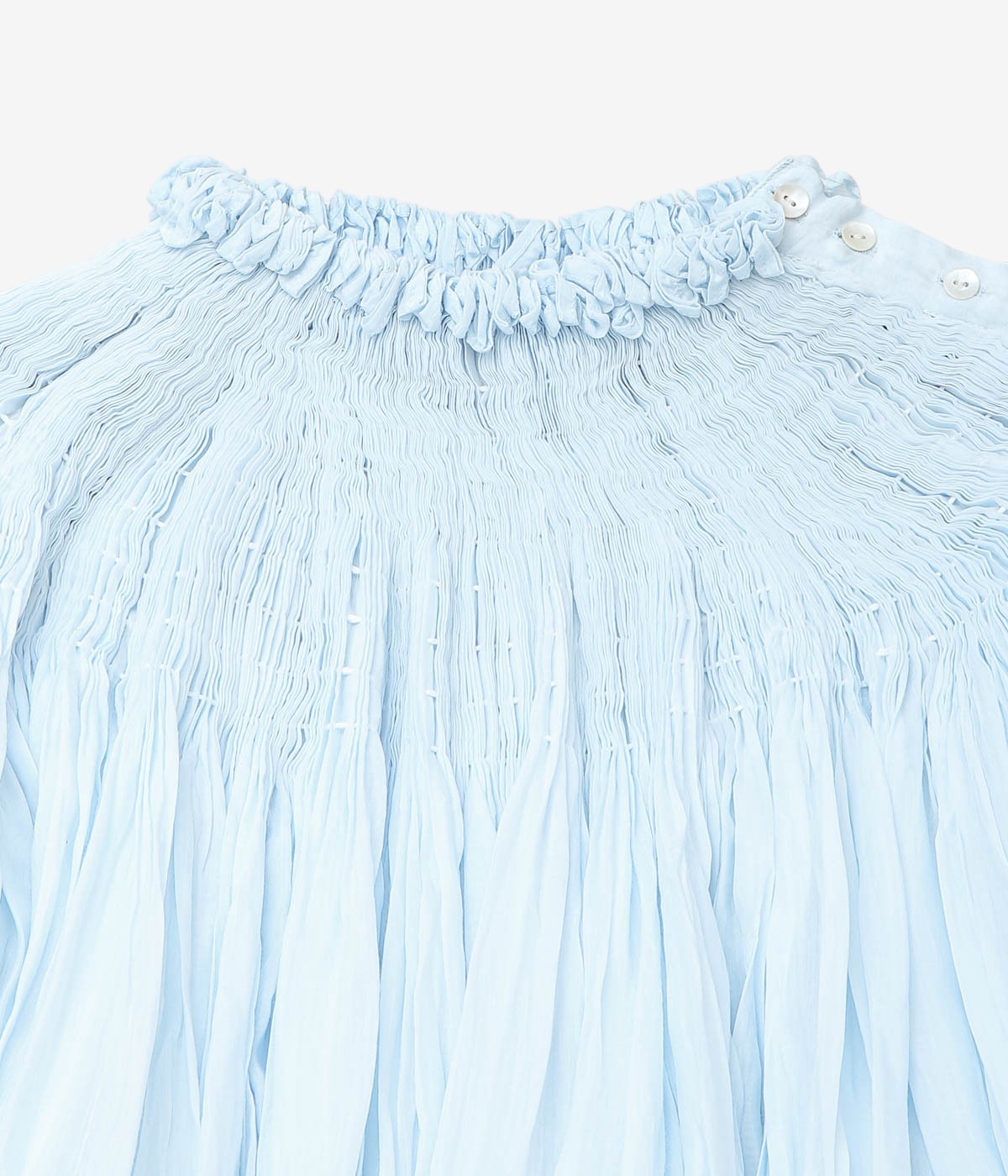 PAU THONGVIRD "DIYA Hand-Smocked Shirt" (BLUE)