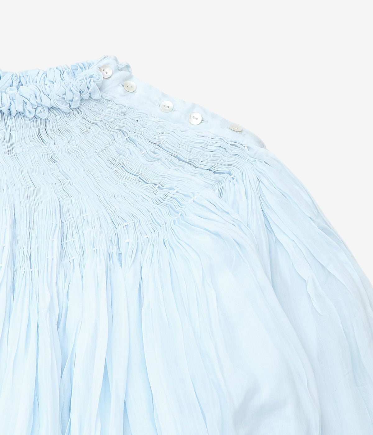 PAU THONGVIRD "DIYA Hand-Smocked Shirt" (BLUE)