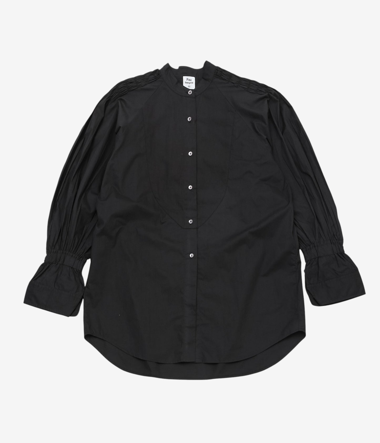 PAU THONGVIRD ''ギャザー胸当てシャツ'' (BLACK)