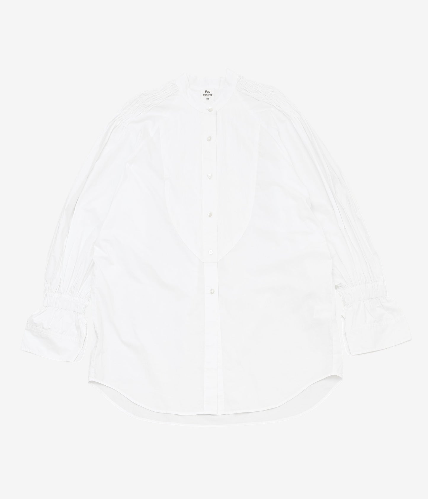 PAU THONGVIRD ''ギャザー胸当てシャツ'' (WHITE)