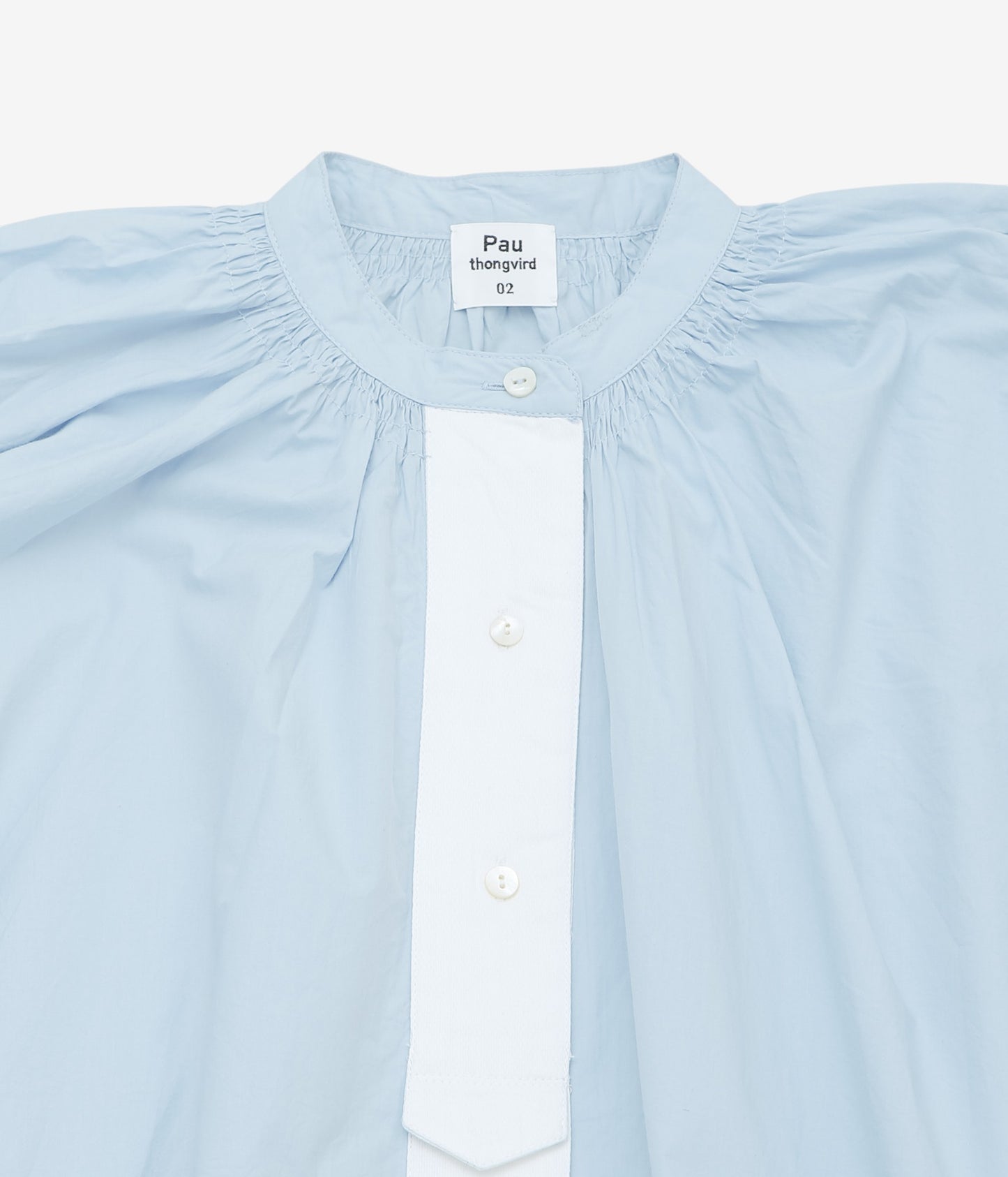 PAU THONGVIRD ''ギャザービッグシャツ'' (LT BLUE/WHITE)