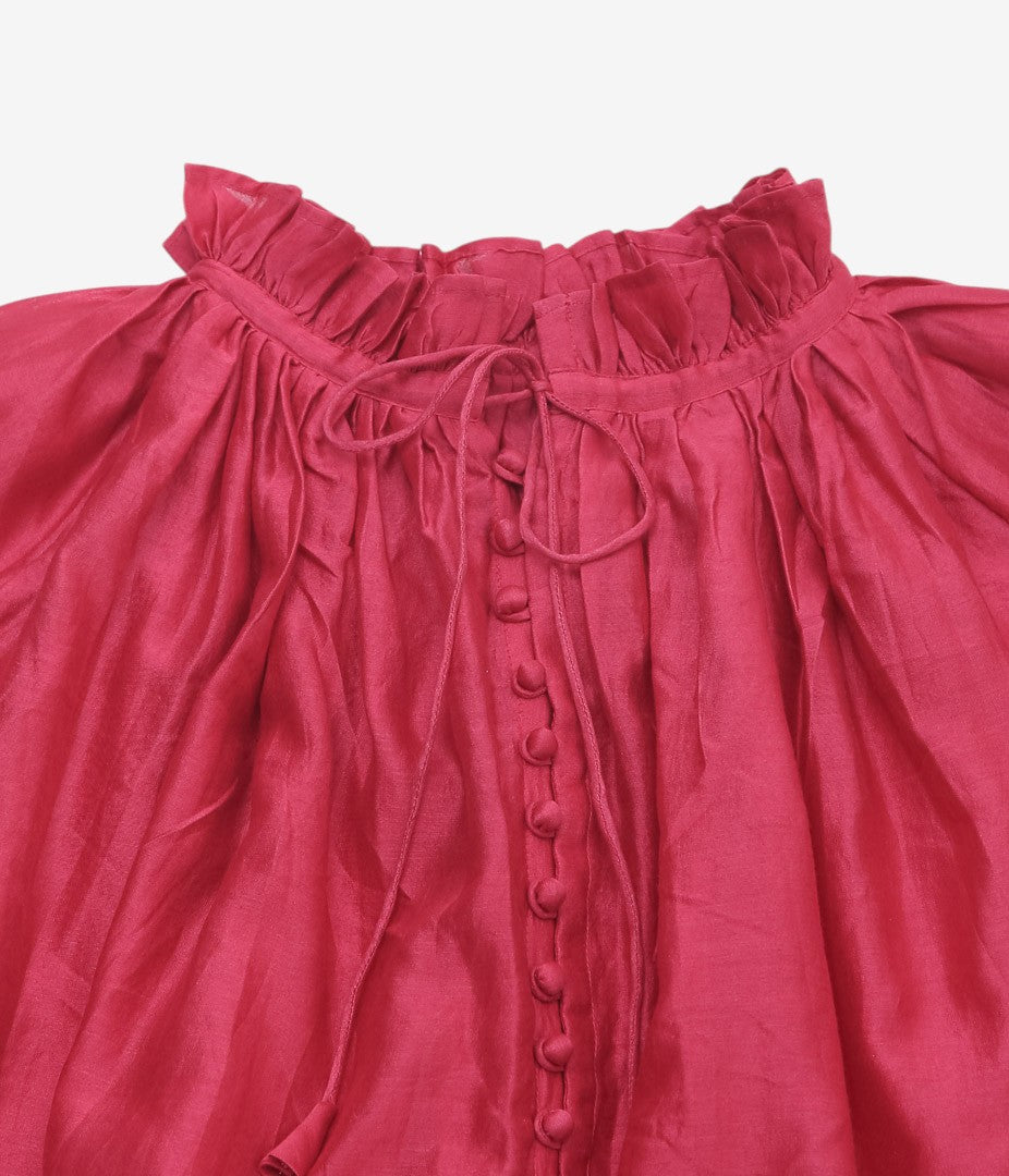 PAU THONGVIRD "UMA Drawstring Shirt" (WINE RED)