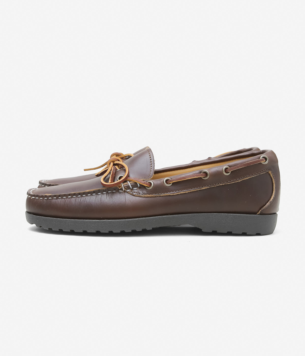 QUODDY TRAIL MOCCASIN ''CANOE SHOES(COMFORT LUG SOLE)'' (BROWN LEATHER)