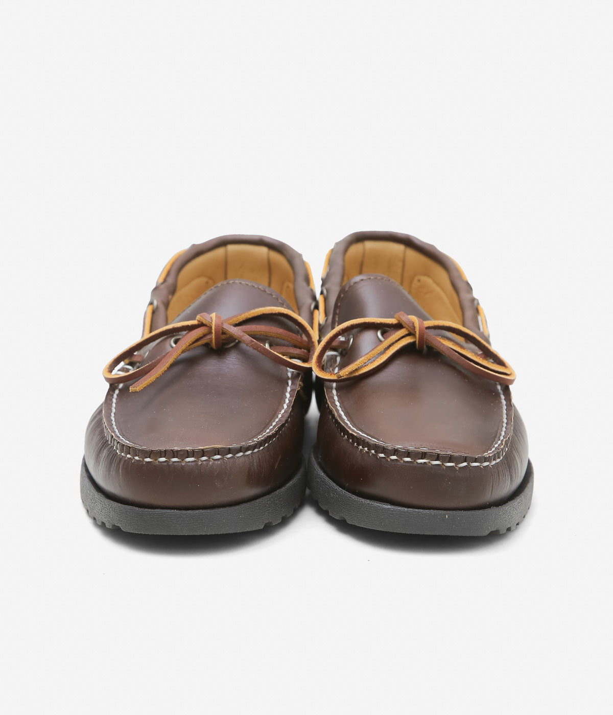 QUODDY TRAIL MOCCASIN ''CANOE SHOES(COMFORT LUG SOLE)'' (BROWN LEATHER)