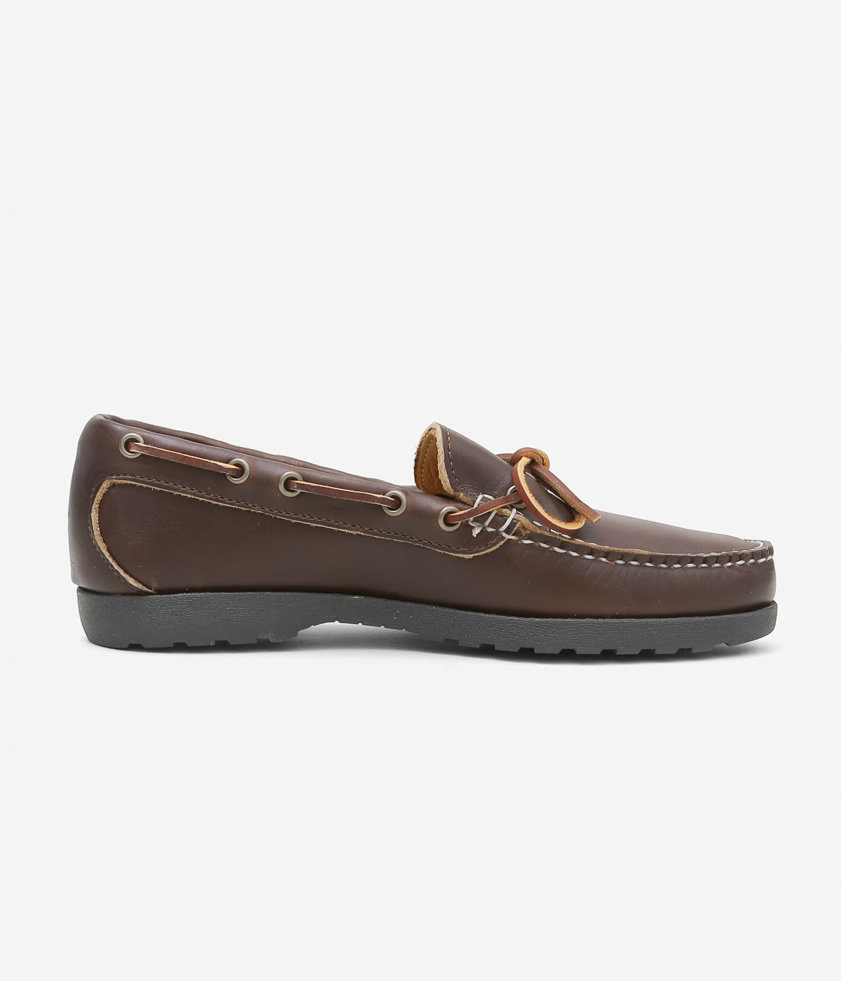 QUODDY TRAIL MOCCASIN ''CANOE SHOES(COMFORT LUG SOLE)'' (BROWN LEATHER)