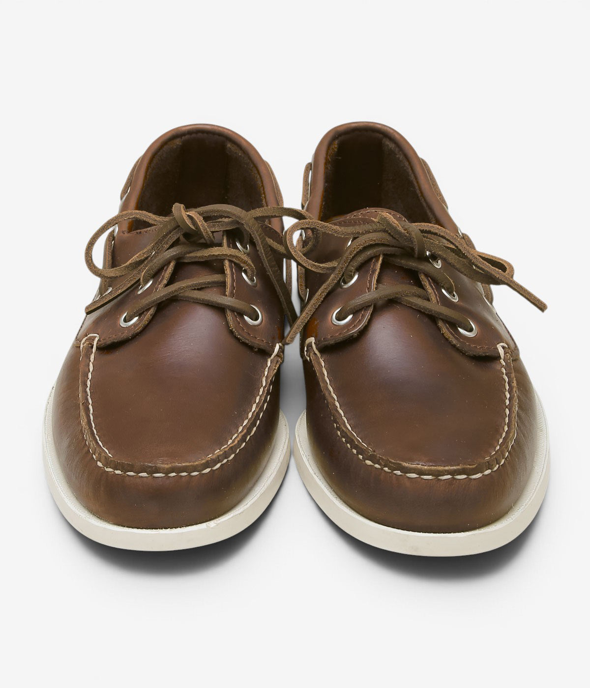 QUODDY TRAIL MOCCASIN ''HEAD BOAT SHOE(WHITE BOAT SOLE)'' (BROWN LEATHER)