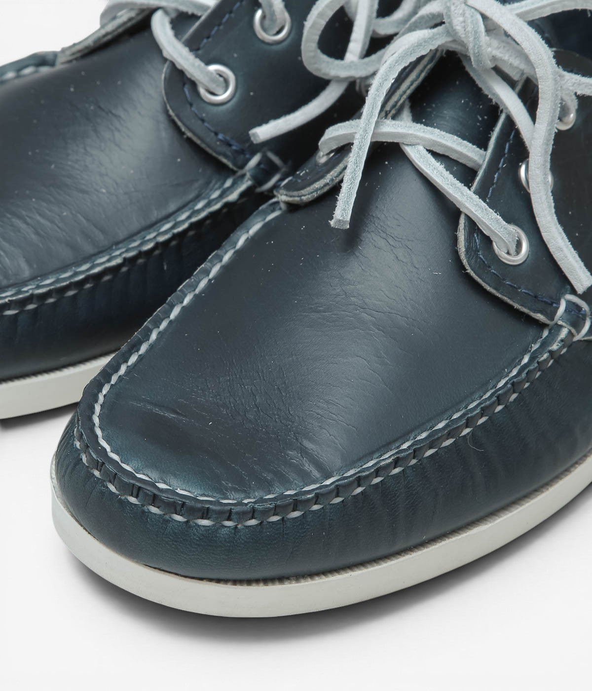 QUODDY TRAIL MOCCASIN ''HEAD BOAT SHOE(WHITE BOAT SOLE)'' (NAVY LEATHER)