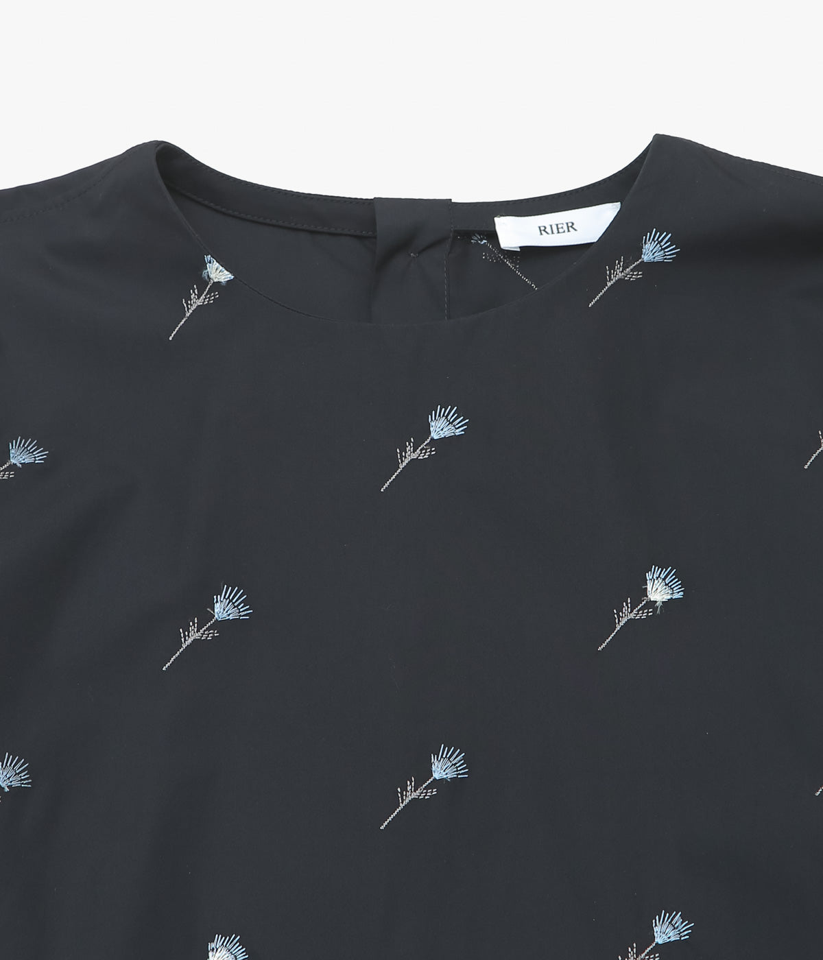 RIER ''TOP'' (BLACK FLOWERS POPELINE)