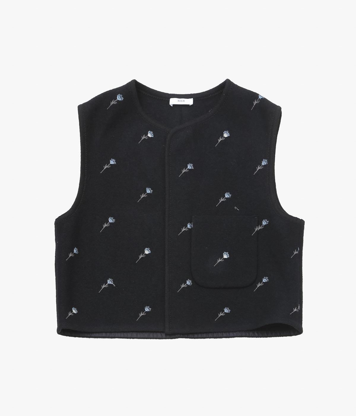 RIER ''WALKER GILET UTILITY'' (BLACK FLOWERS FELTED)