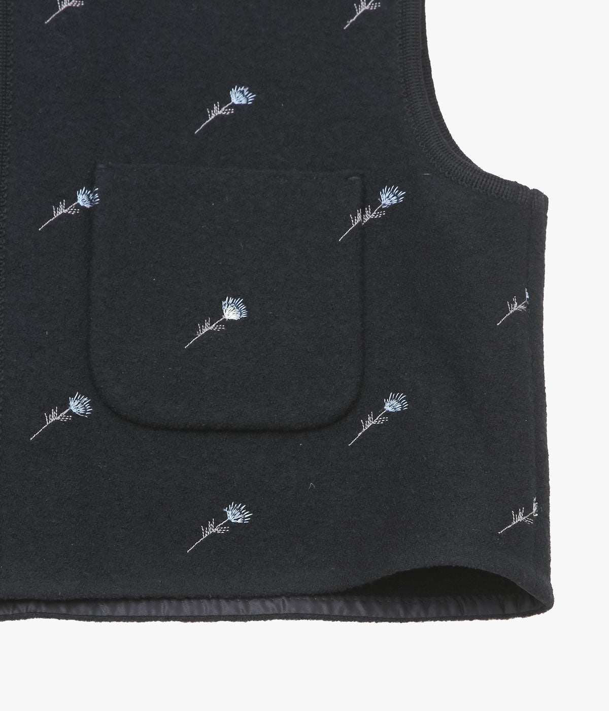 RIER ''WALKER GILET UTILITY'' (BLACK FLOWERS FELTED)