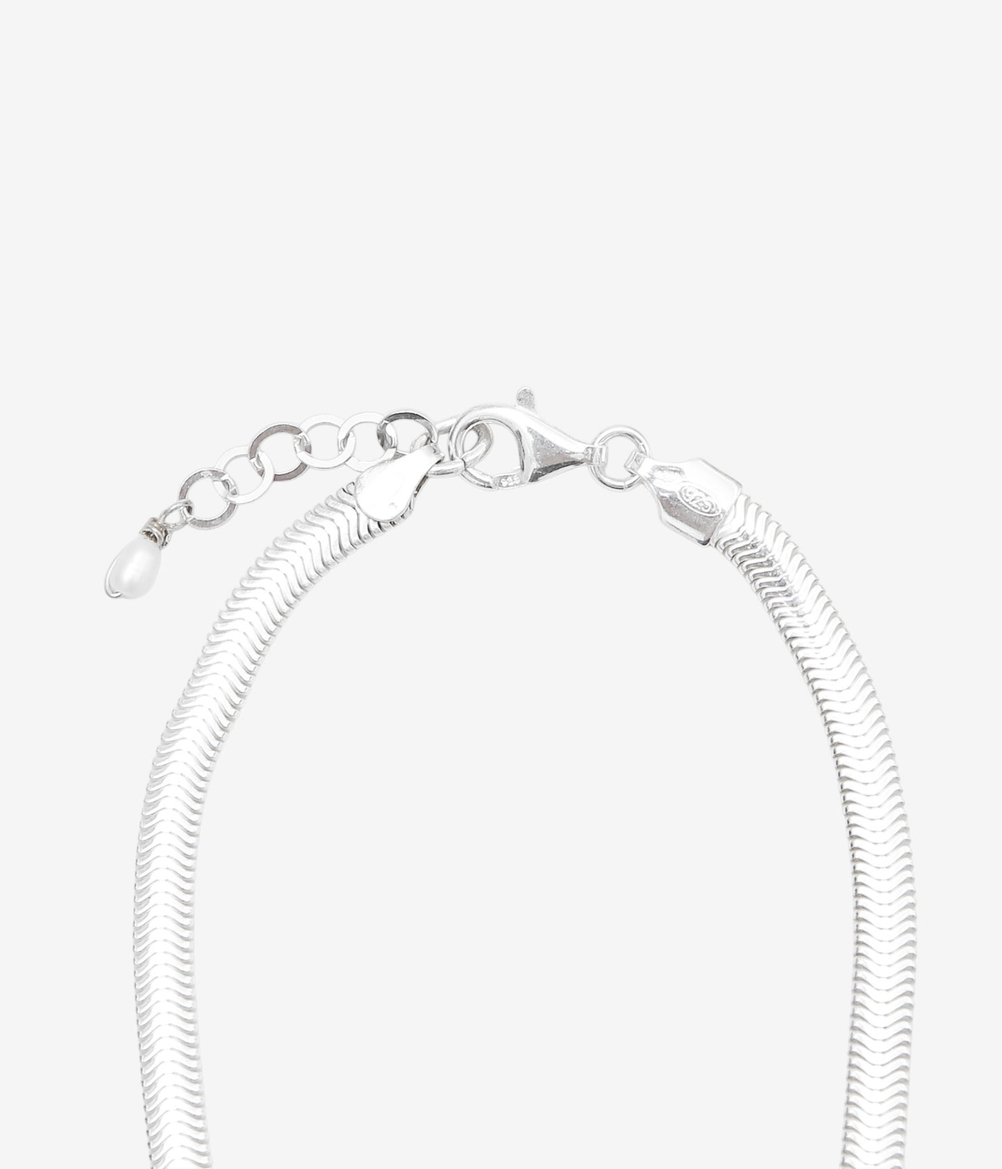 ORNAMENT&CRIME ''BAROQUE PEARL SNAKE CHAIN NECKLACE/1'' (SILVER/BRASS)