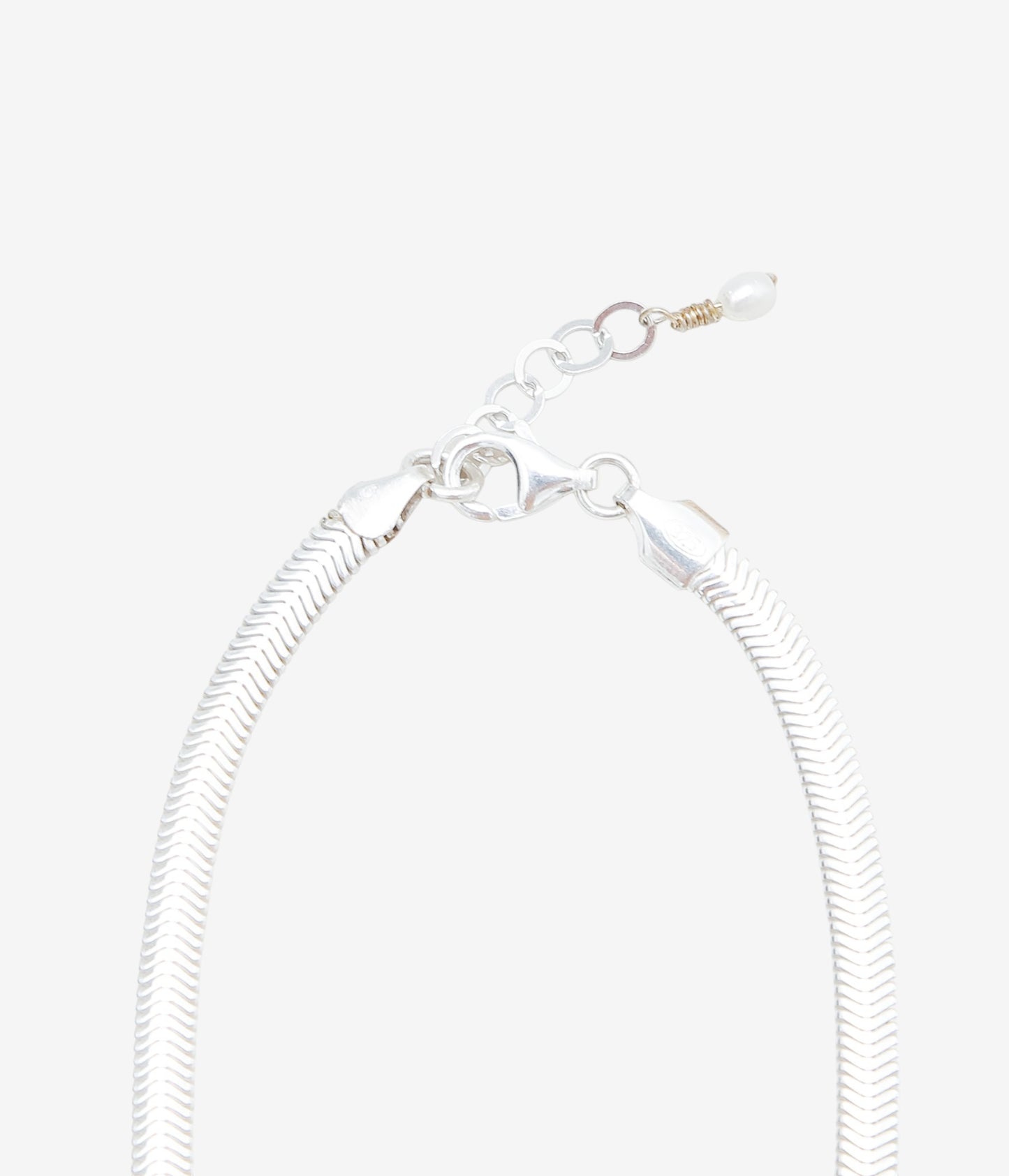 ORNAMENT&CRIME ''BAROQUE PEARL SNAKE CHAIN NECKLACE/3'' (SILVER/BRASS)
