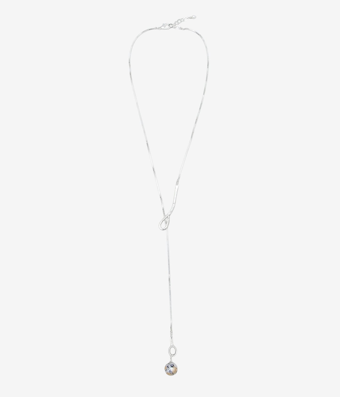 ORNAMENT&CRIME ''Y CHOKER W/ ROUND PEARL HAND DRAWING'' (SILVER/PEARL)
