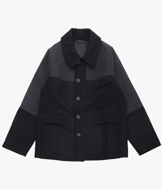 S.E.H KELLY ''DONKEY JACKET|HEAVY MELTON × SAIL CLOTH COTTON'' (BLACK)