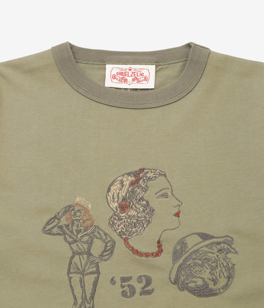 SAMUEL ZELIG ''DUFFLE TEE'' (TWO TONE OLIVE)