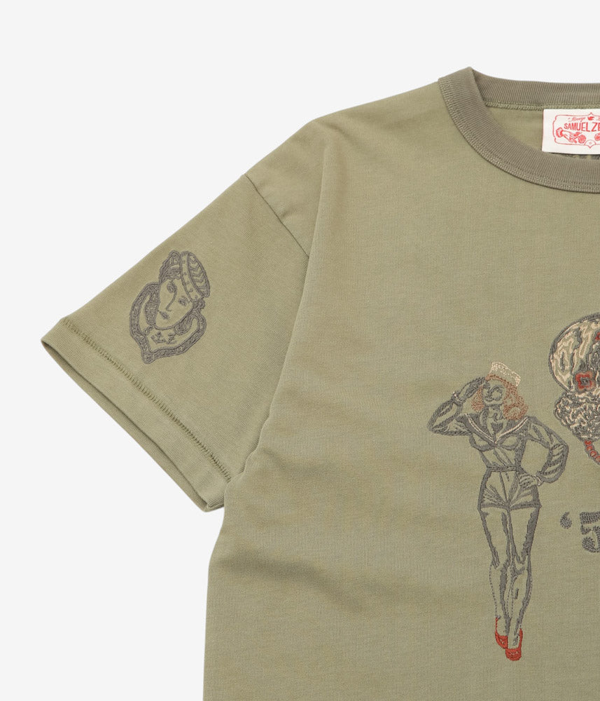 SAMUEL ZELIG ''DUFFLE TEE'' (TWO TONE OLIVE)