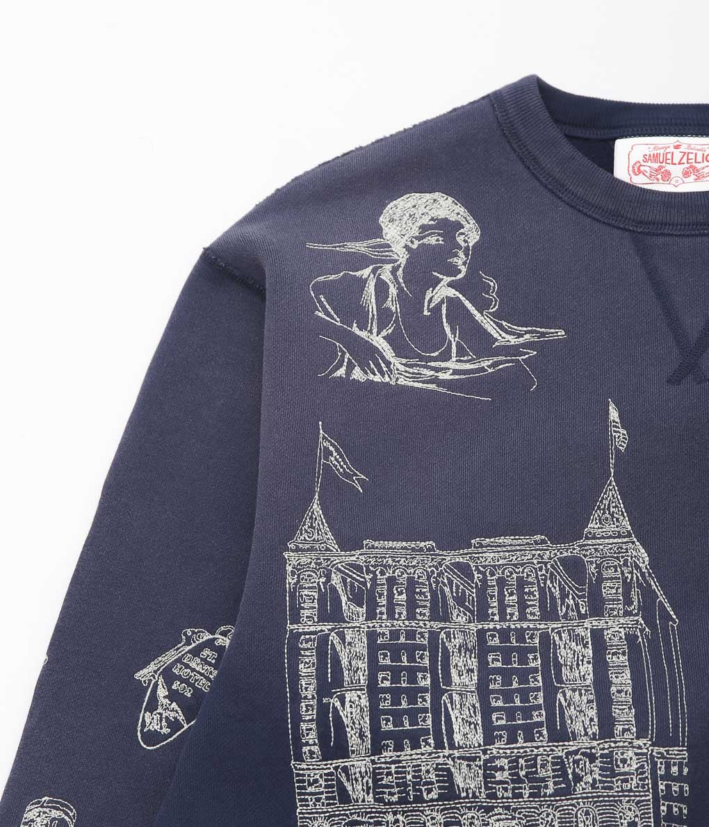 SAMUEL ZELIG ''HOTEL CREWNECK'' (NAVY)