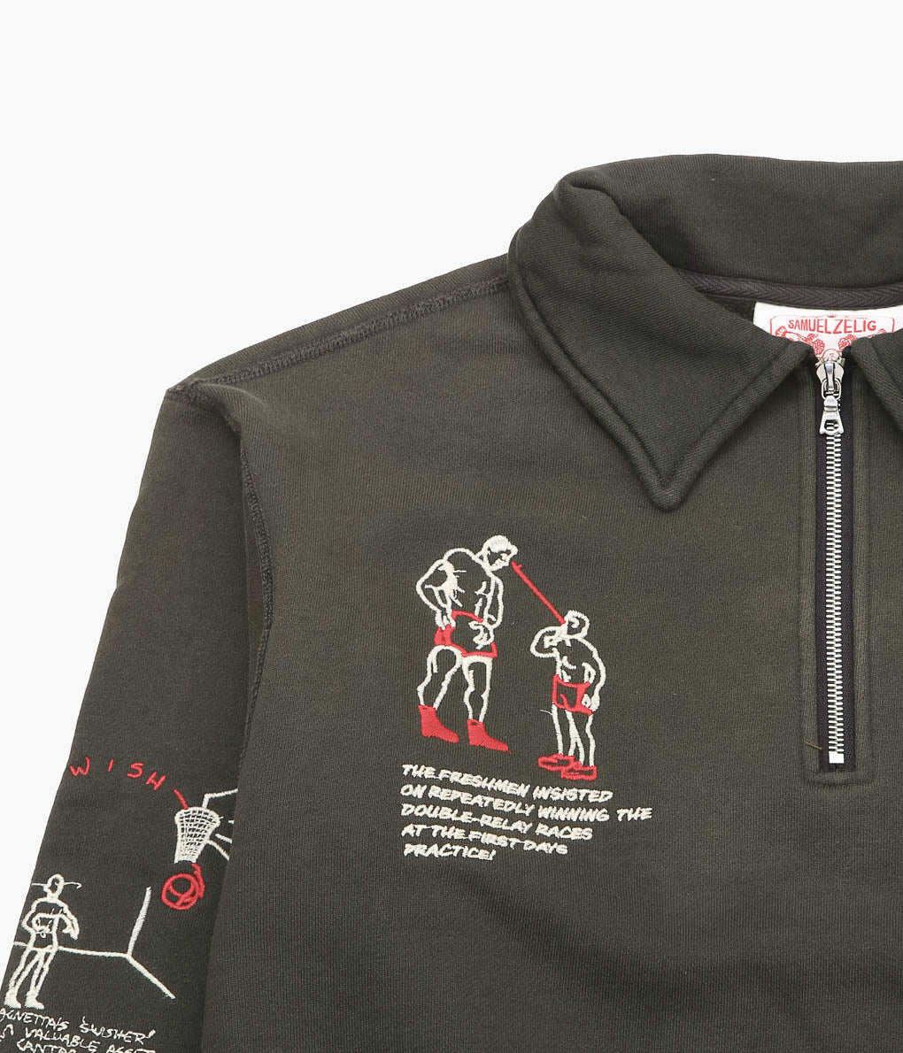 SAMUEL ZELIG ''VARSITY 1/4 ZIP'' (FADED BLACK) – THE STORE