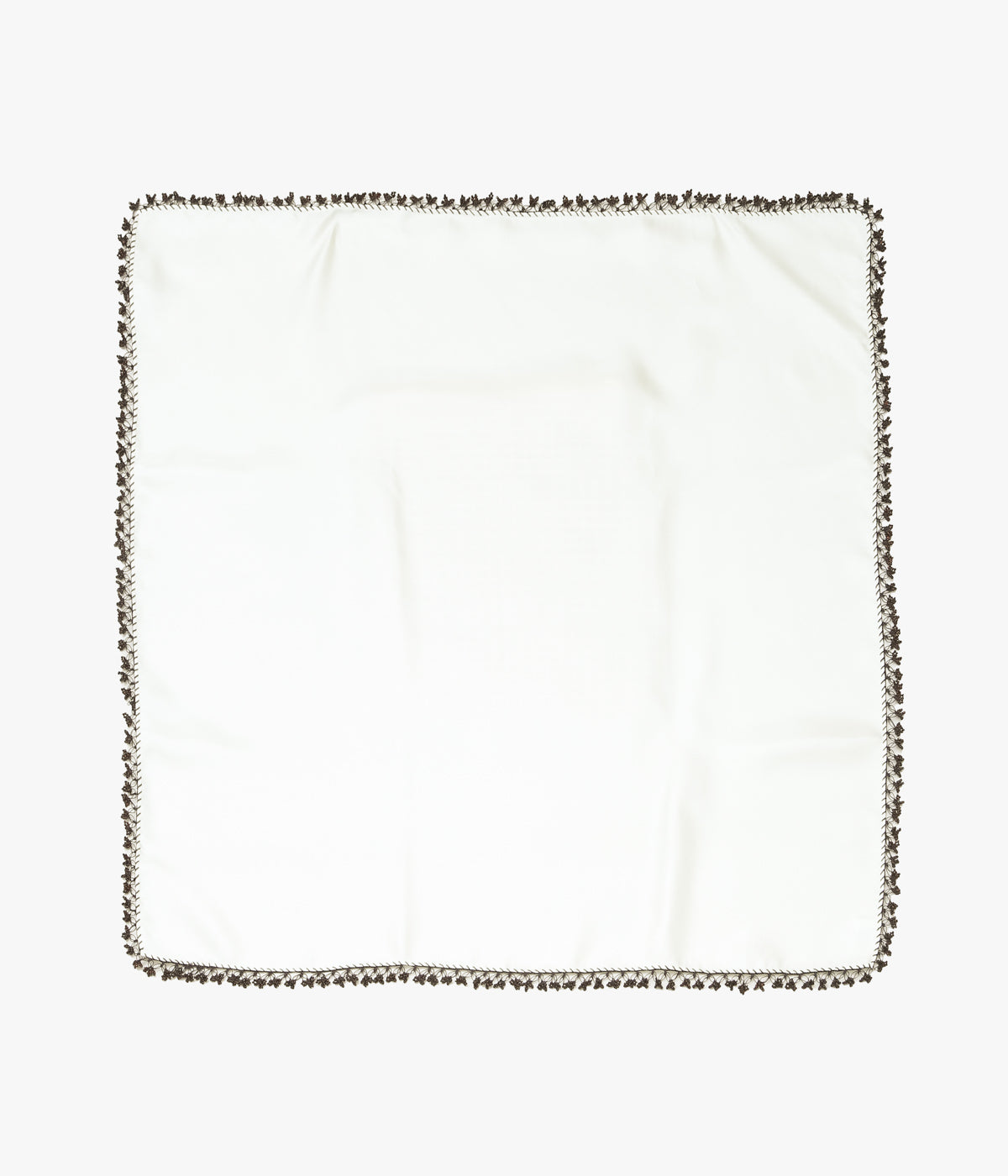 SERA STUDIO "CARRE 60 HAND EMBROIDERED GLASS BEADING II" (OFF WHITE/BROWN BEADS)