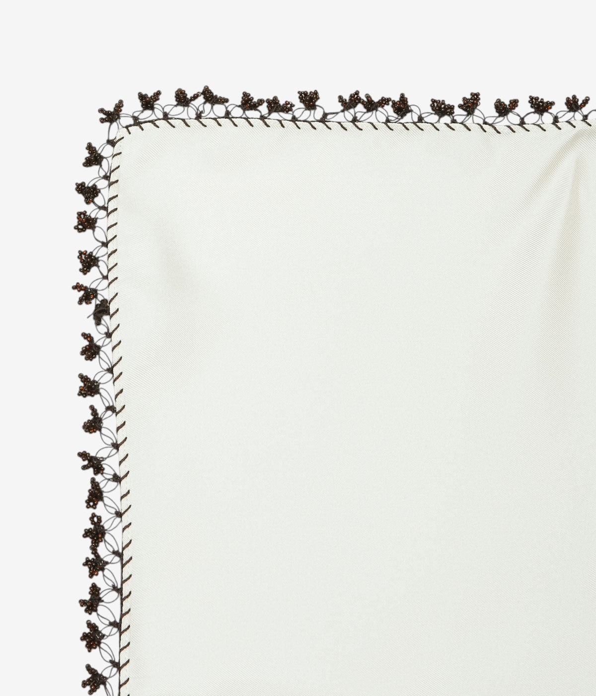 SERA STUDIO "CARRE 60 HAND EMBROIDERED GLASS BEADING II" (OFF WHITE/BROWN BEADS)