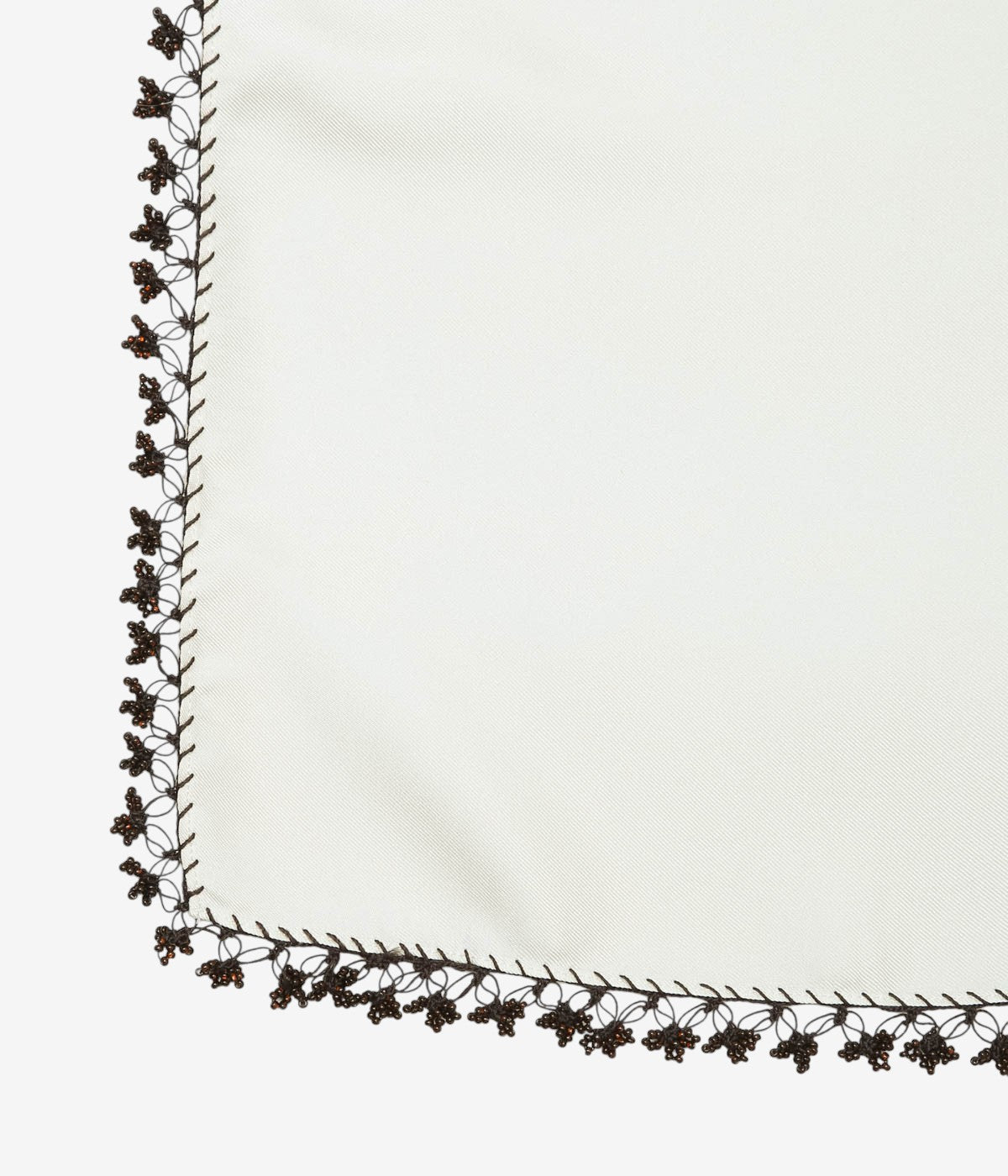 SERA STUDIO "CARRE 60 HAND EMBROIDERED GLASS BEADING II" (OFF WHITE/BROWN BEADS)