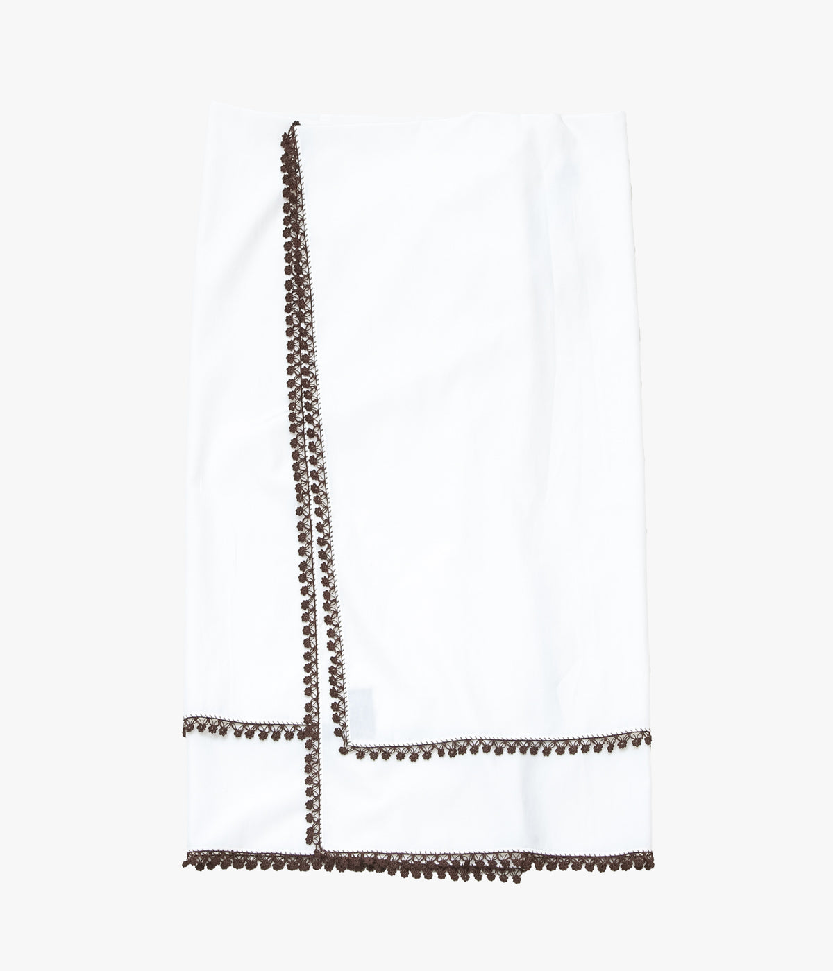 SERA STUDIO "CARRE SKIRT HAND EMBROIDERED OYA EMBROIDERY" (WHITE/BROWN EMBROIDERY)
