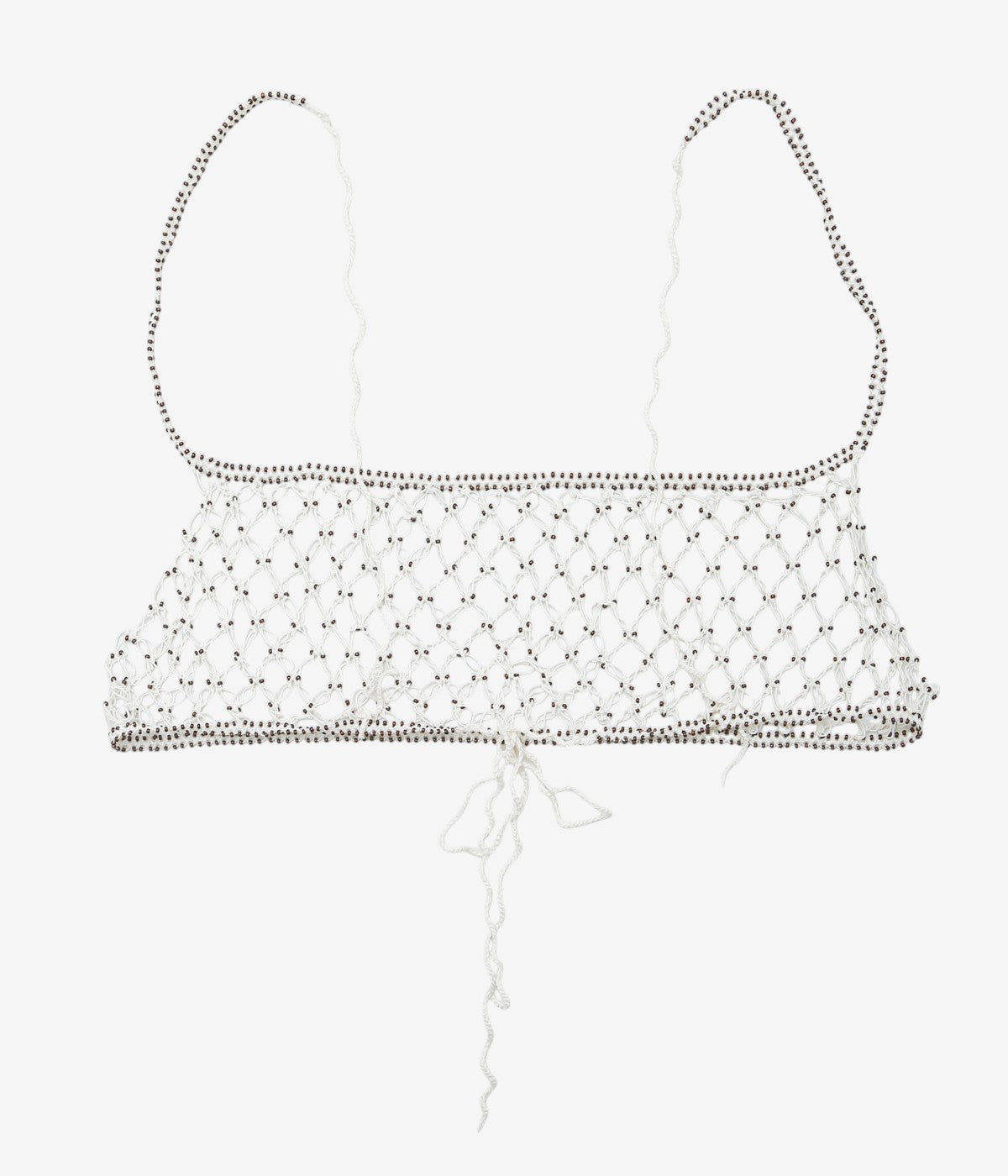SERA STUDIO ''OYA HAND EMBROIDERY GLASS BEADED BRA'' (OFF WHITE/BROWN BEADS)