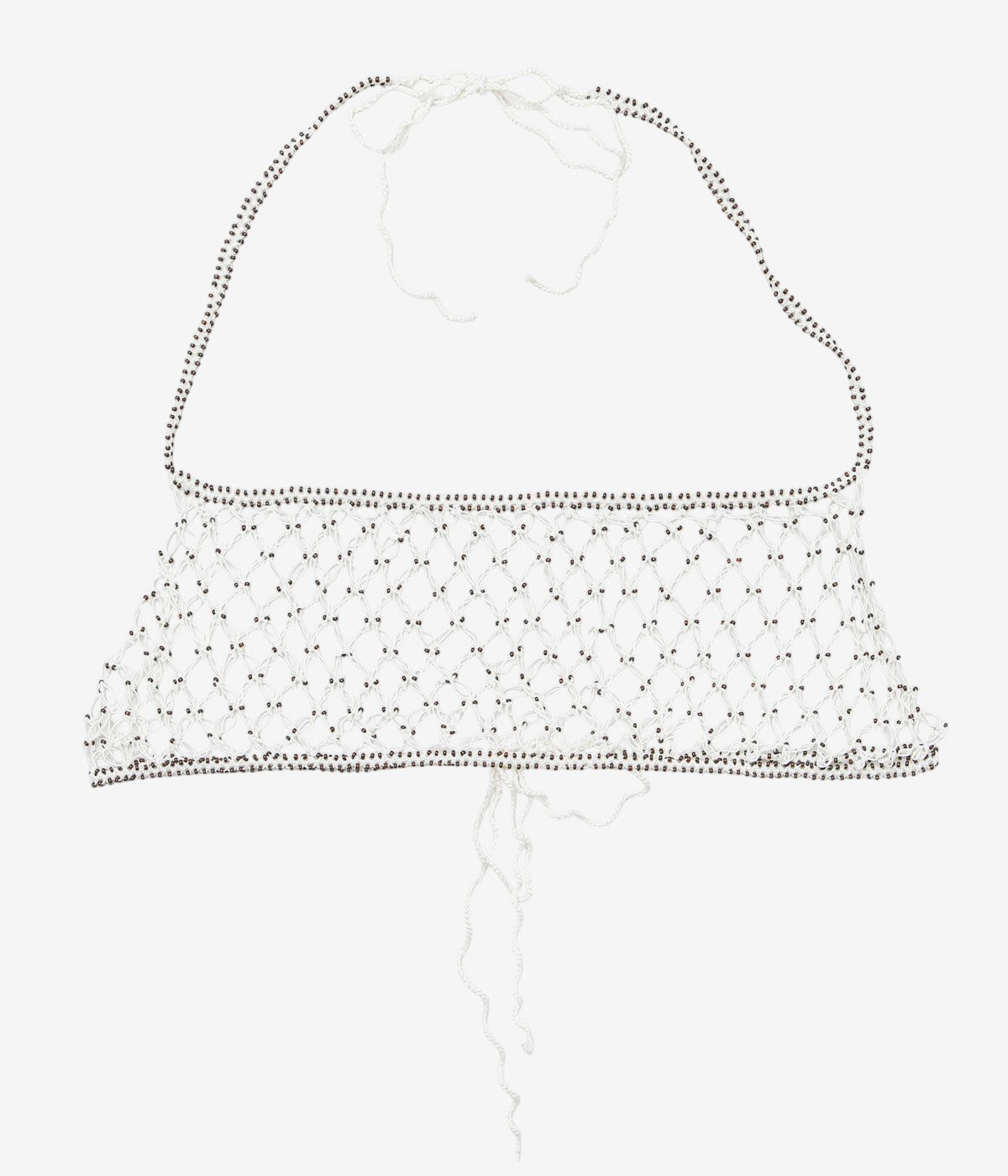 SERA STUDIO ''OYA HAND EMBROIDERY GLASS BEADED BRA'' (OFF WHITE/BROWN BEADS)