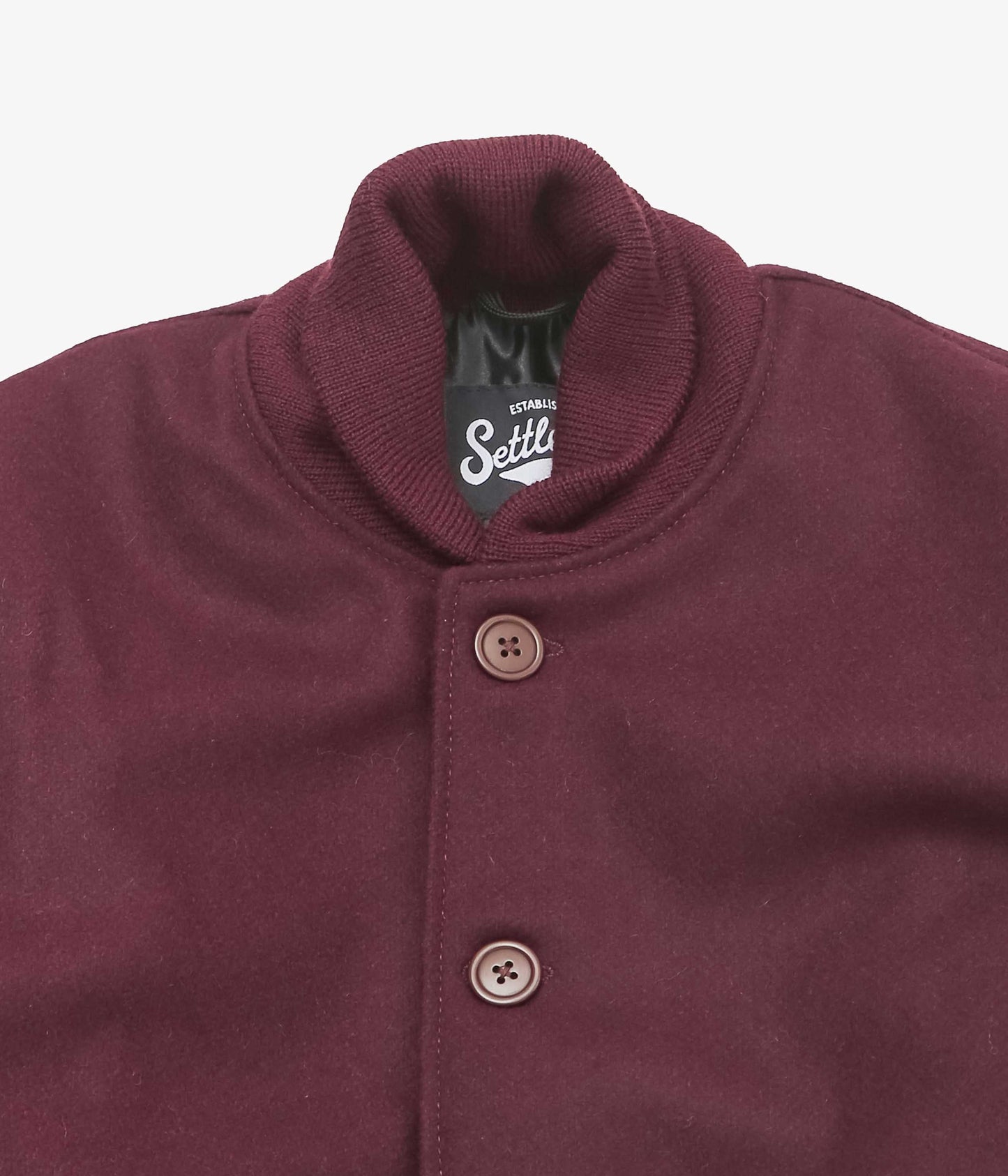 SETTLEMIER'S ''ROLL COLLAR VARSITY JACKET'' (BURGUNDY)