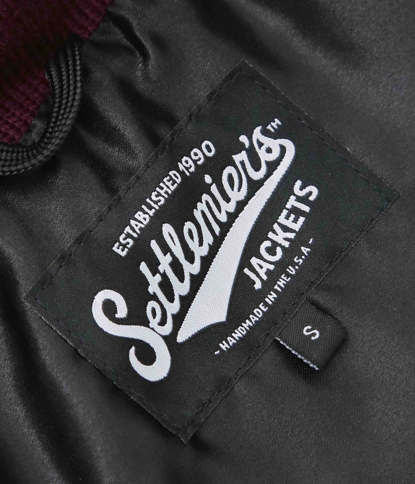 SETTLEMIER'S ''ROLL COLLAR VARSITY JACKET'' (BURGUNDY)