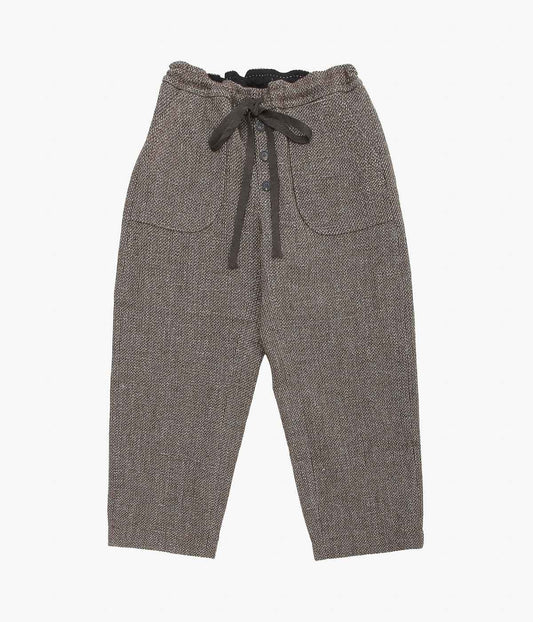 SEVENTY FIVE ''DRAWSTRING TROUSERS (LINEN / WOOL)'' (BROWN)