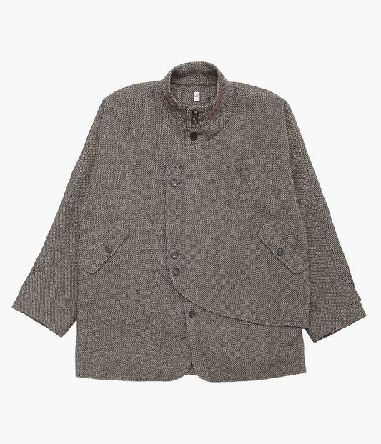 SEVENTY FIVE ''MID-LENGTH PIPA JACKET (LINEN / WOOL)'' (BROWN)