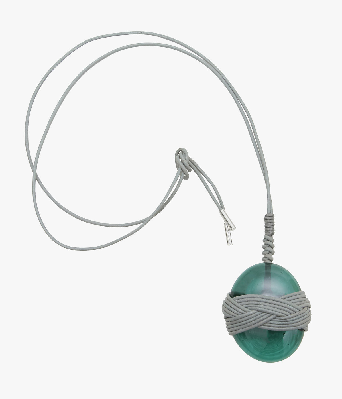 SEYA. ''MUSUBI NECKLACE PUMICE DROP '' (GREEN / GREY)